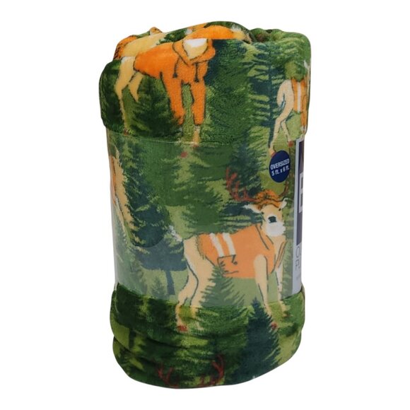 The Big One Oversized Soft Plush Throw Blanket 5ft X 6ft Deer Hunter Polyester - Picture 3 of 9